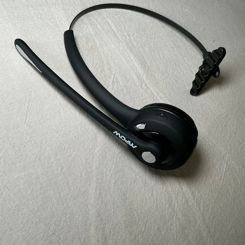 Mpow Bluetooth Headset BH453B Wireless Over Head Office Earpiece with Mic Black